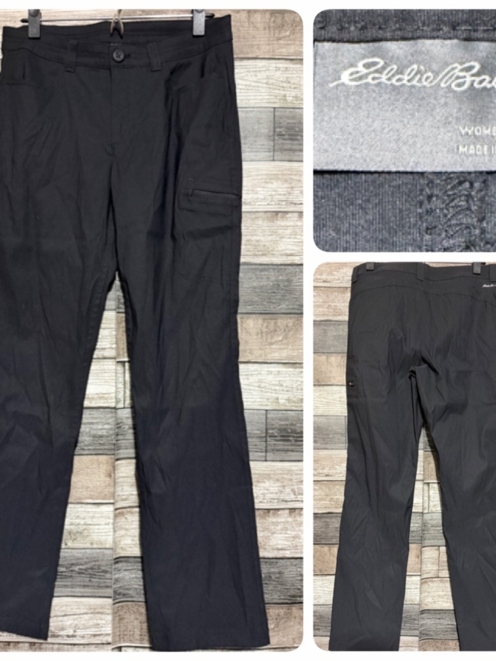 Eddie Bauer Straight Hiking Pants Women’s 6 Black (Inseam 31) Cargo Pocket